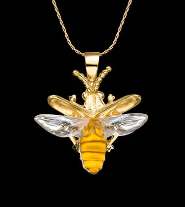 14K Yellow Gold And Diamond Firefly Pendant 1