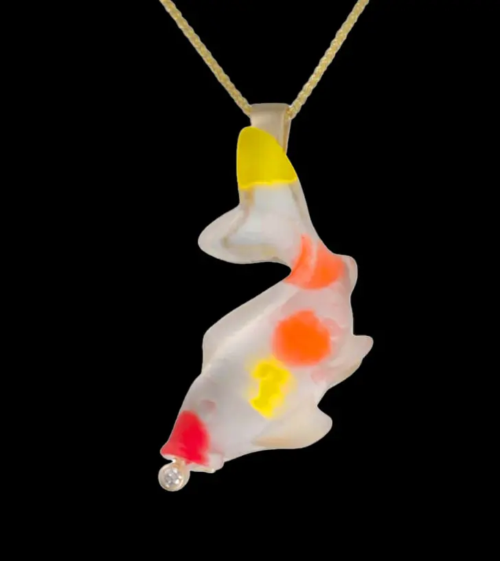 14K Yellow Gold Koi W/Diamond Pendant 1