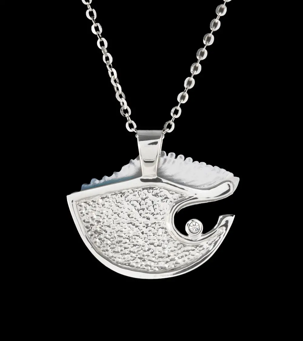 14K White Gold And Diamond Large Wave Pendant 2