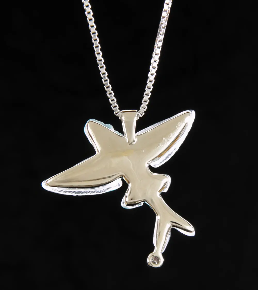 14K White Gold And Diamond Flying Fish Pendant 2