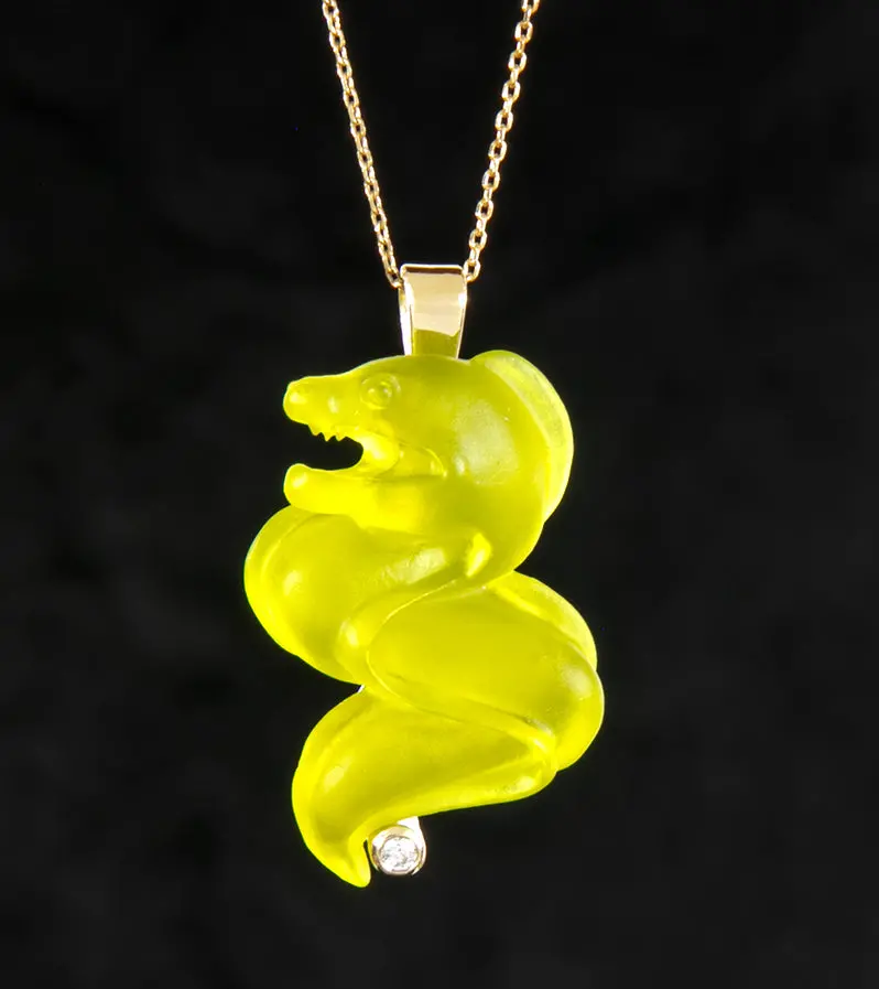 14K Yellow Gold And Diamond Eel Pendant 1