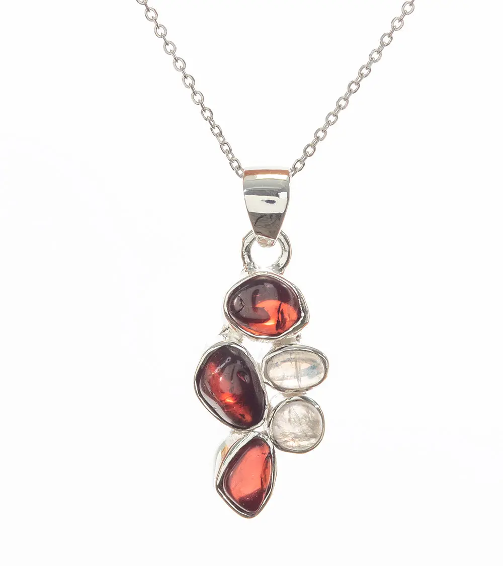 Garnet And Rainbow Moonstone Pendant 1