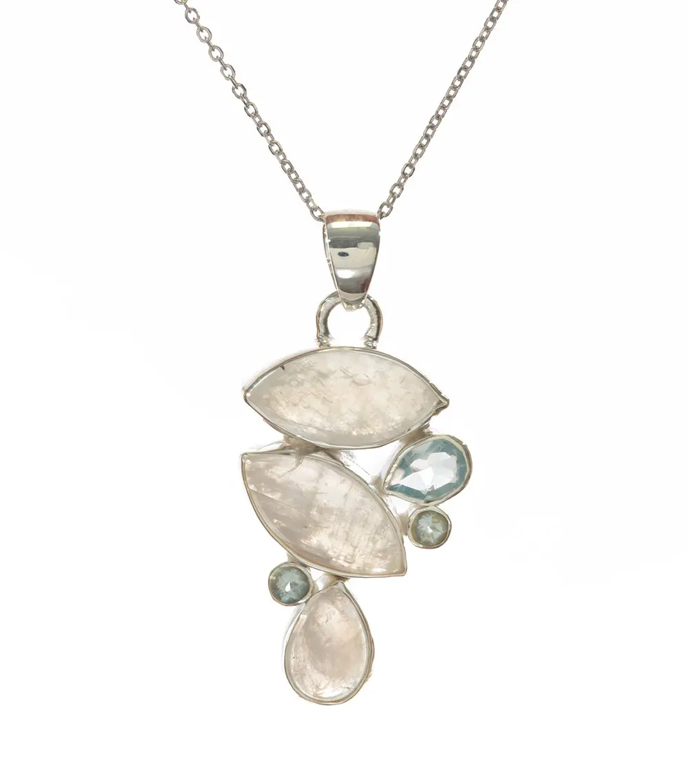 Rainbow Moonstone & Blue Topaz Pendant - Bobb36090+M&M37477 1