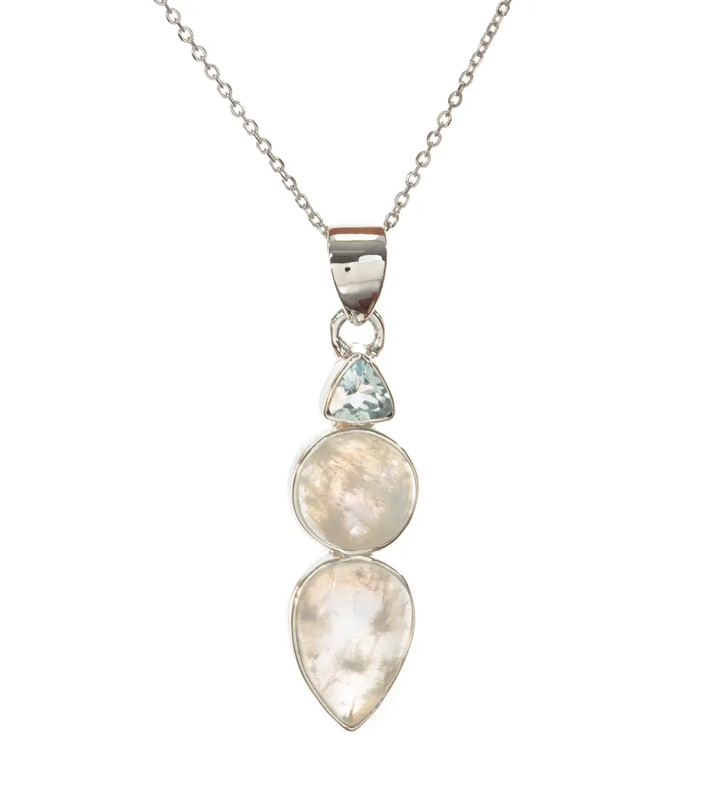 Rainbow Moonstone & Blue Topaz Pendant - Bobb36091+M&M37477 1
