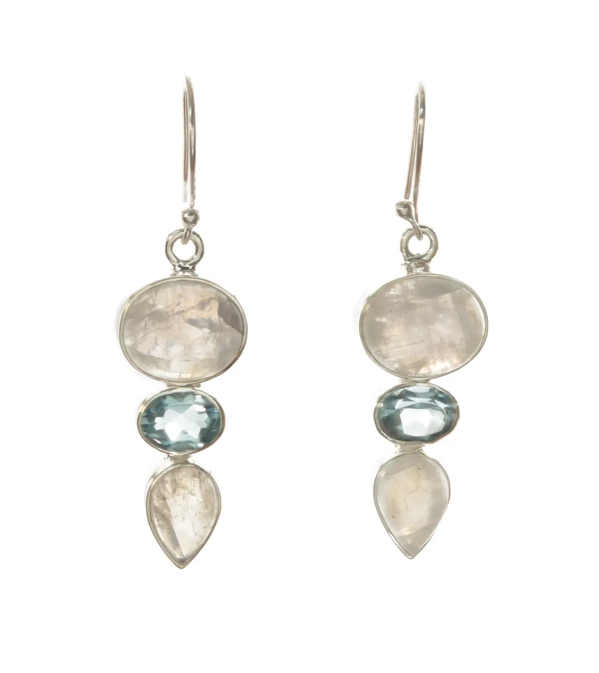 Rainbow Moonstone & Blue Topaz Earrings - Bobb36099 1