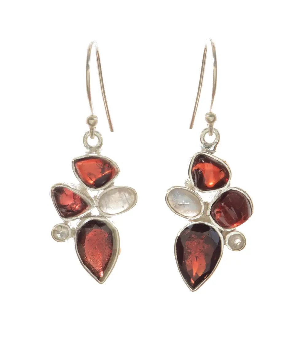 Garnet And Rainbow Moonstone Earrings- Bobb36150 1
