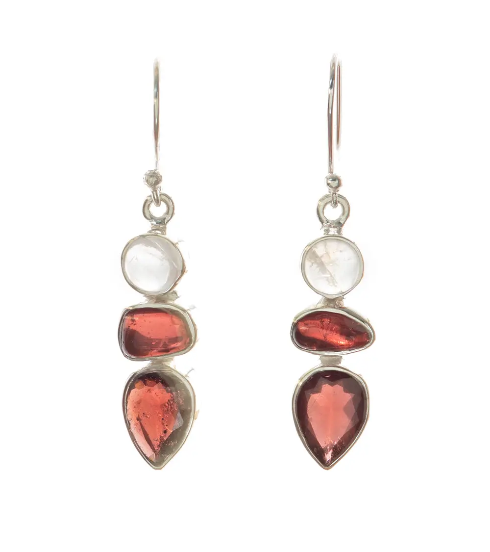 Garnet And Rainbow Moonstone Earrings - Bobb36151 1