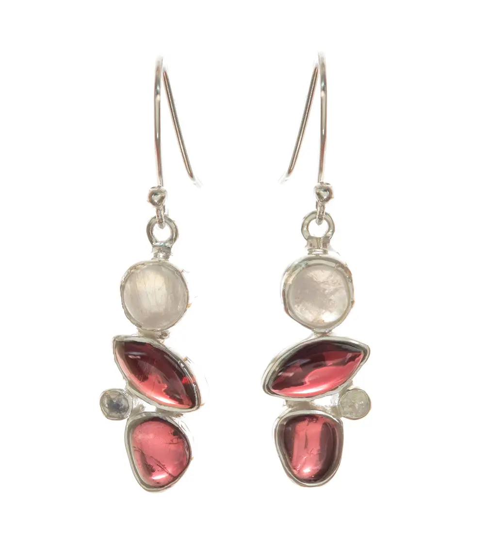 Garnet And Rainbow Moonstone Earrings - Bobb36152 1
