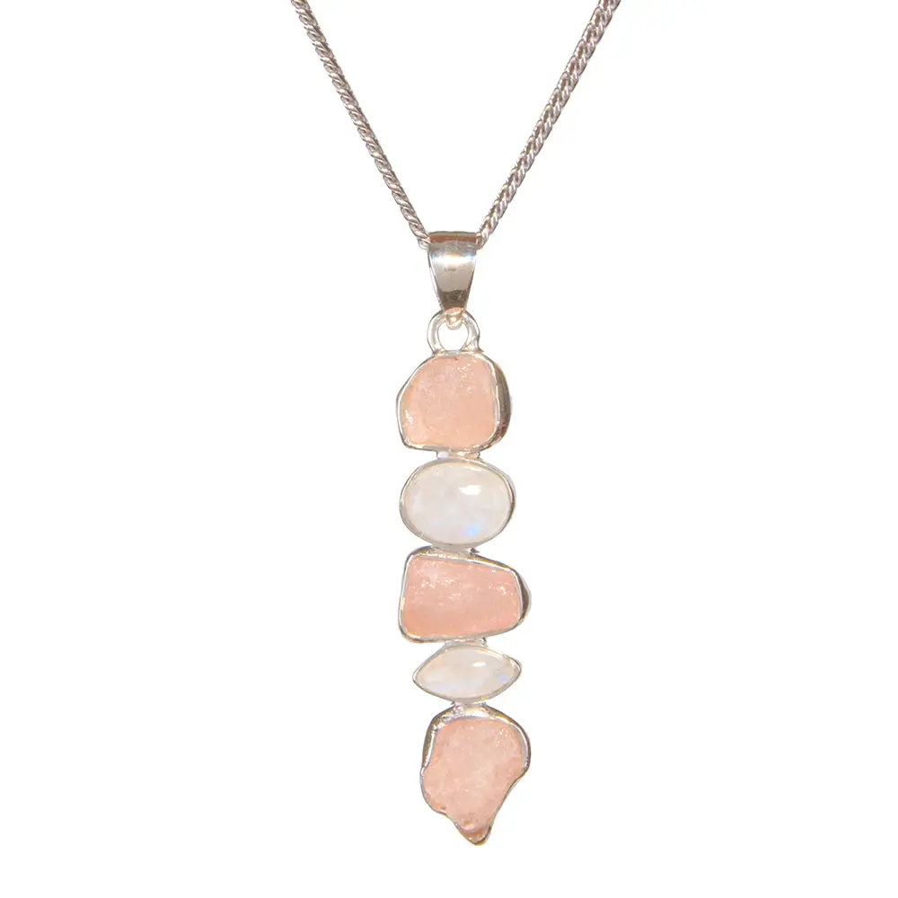 Rose Quartz & Rainbow Moonstone Pendant 1