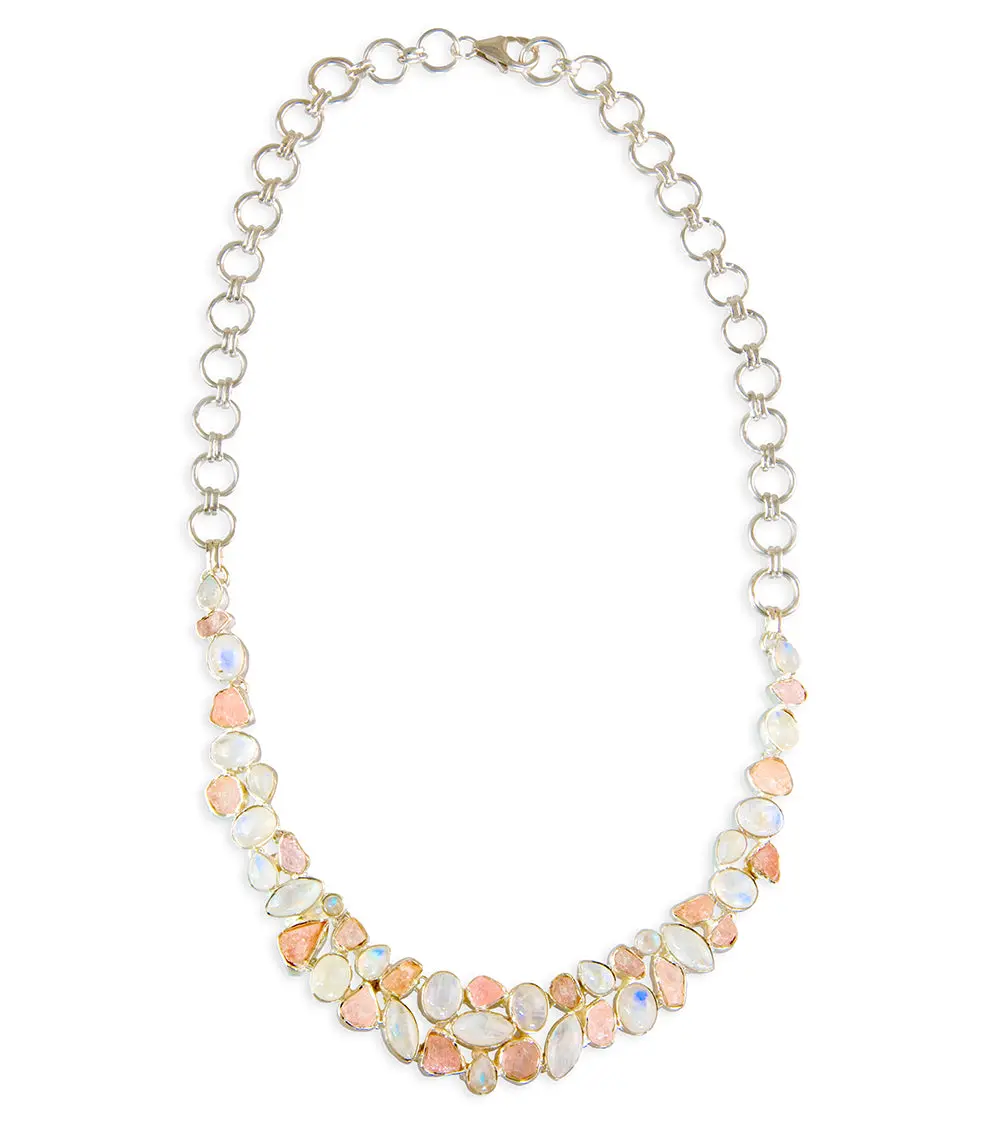 Rose Quartz & Rainbow Moonstone Necklace 2