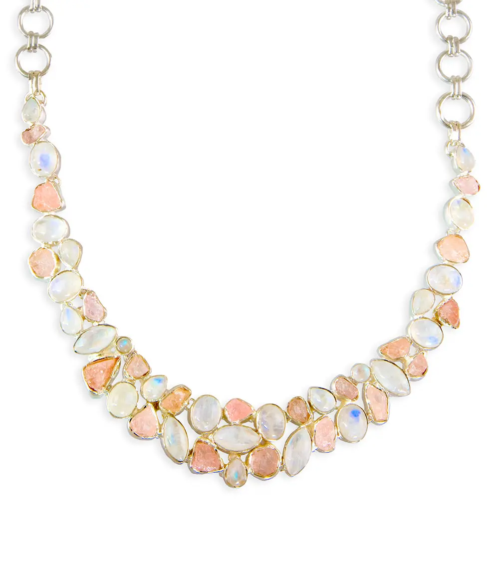 Rose Quartz & Rainbow Moonstone Necklace 1