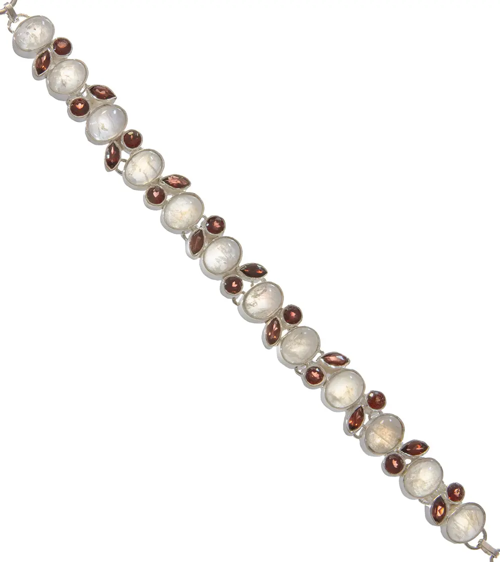 Garnet And Rainbow Moonstone Bracelet 1