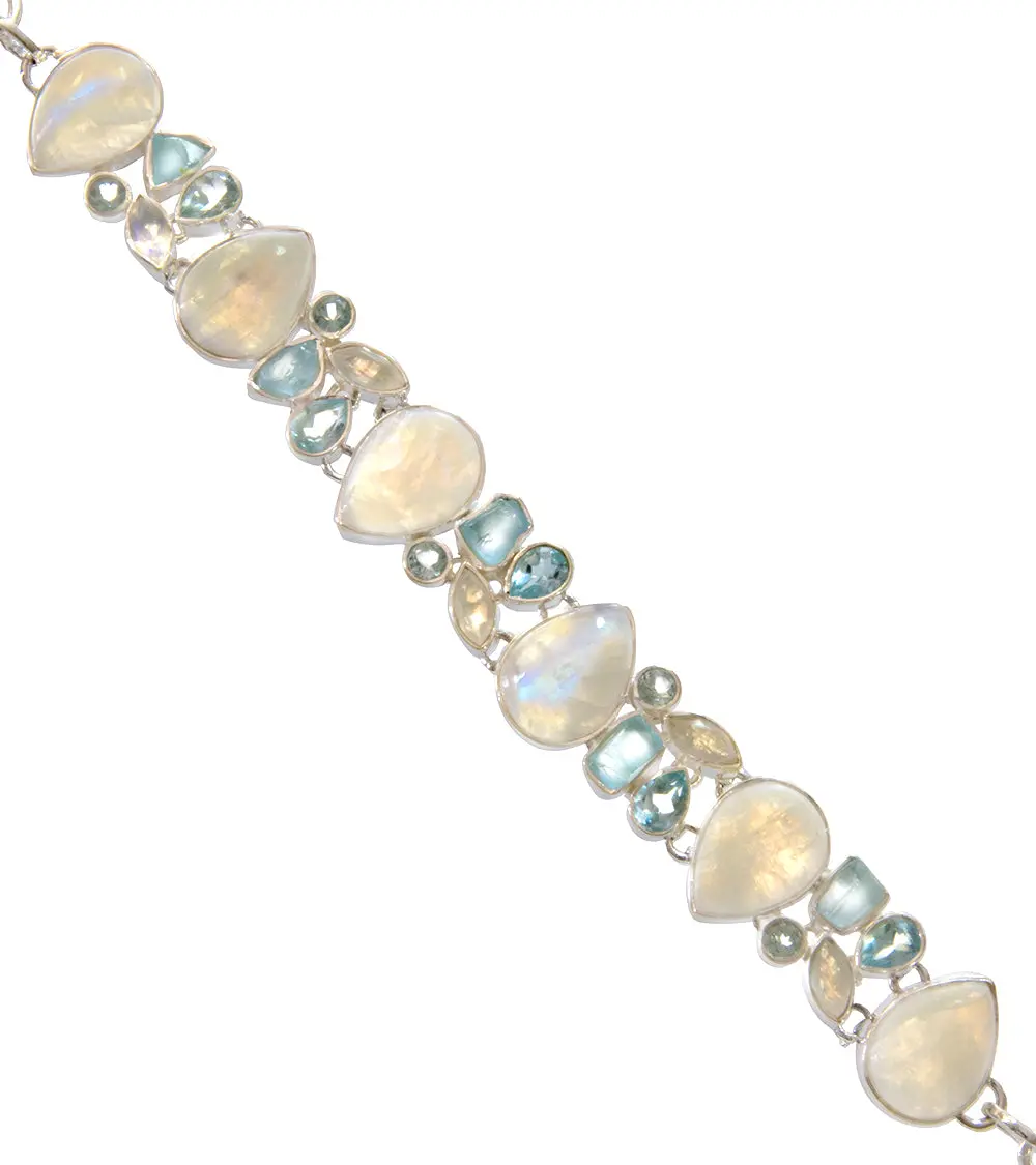 Blue Topaz And Rainbow Moonstone Bracelet 1