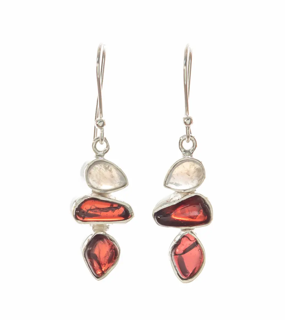 Garnet And Rainbow Moonstone Earrings - Bobb37133 1