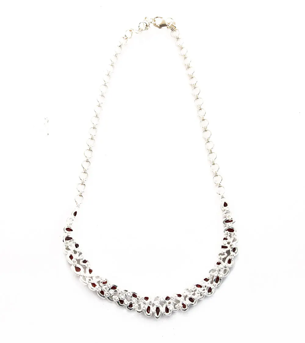 Garnet & Rainbow Moonstone Necklace 2