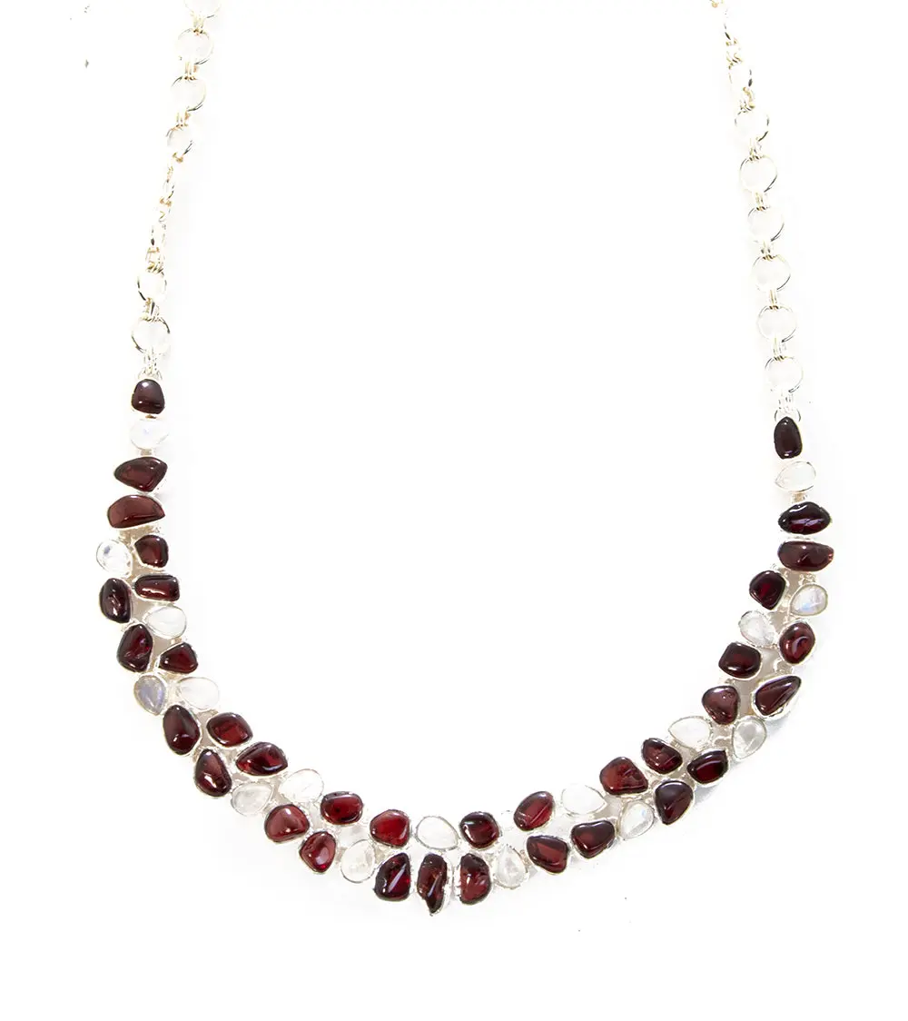 Garnet & Rainbow Moonstone Necklace 1