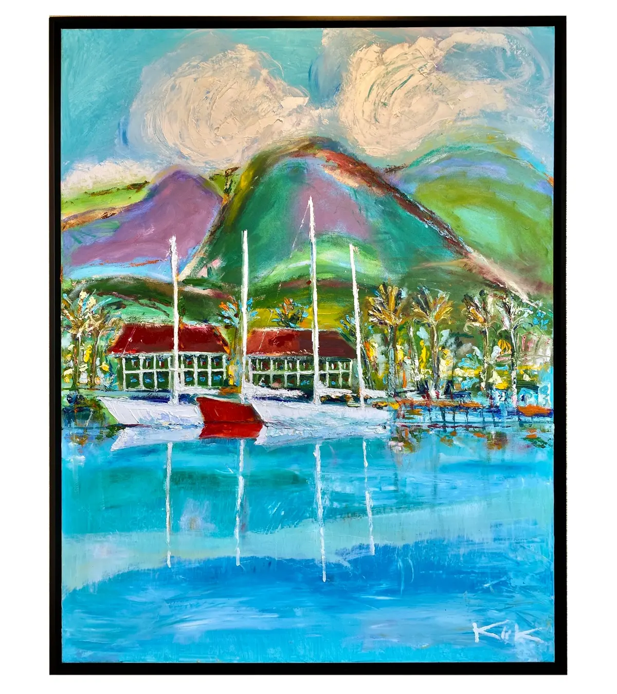 Lahaina Harbor Red Boat By Kirk Boes, Framed 1