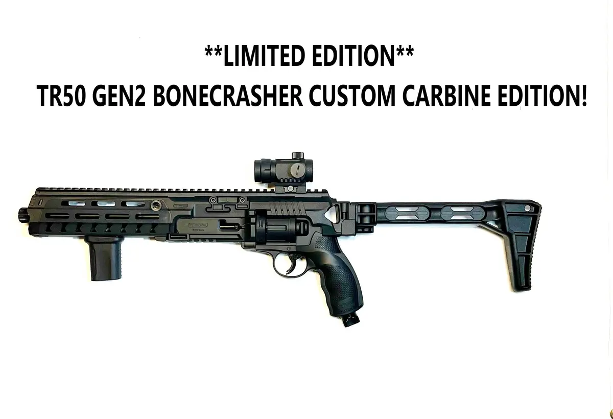 ** Limited Edition ** T4e Hdr/Tr50 Gen2 Home Defense Custom Bonecrasher Carbine Edition .50 Cal. Co2 - Devastating Power With Up To 26+ Joules / 660Fps+ At Room Temperature! - Black - Combo 1