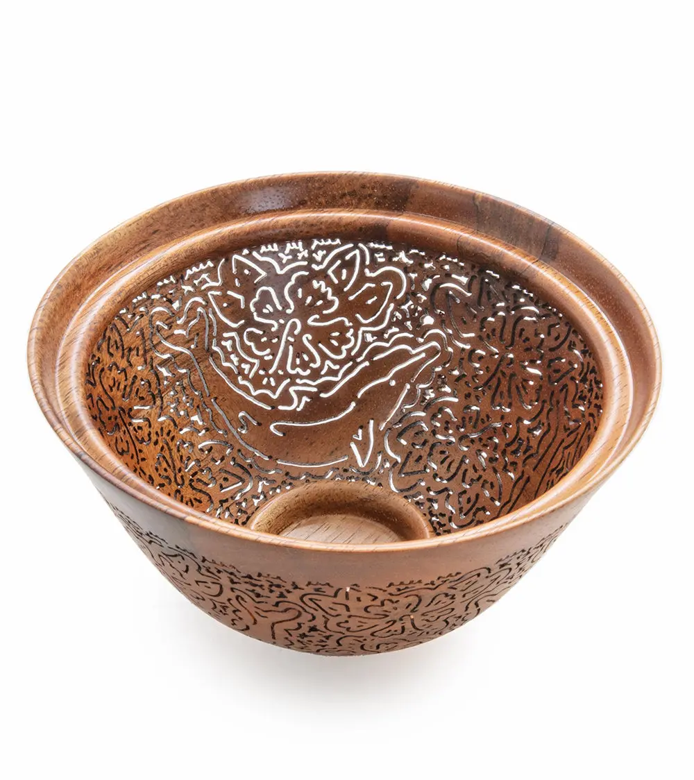 Pierced Koa Bowl "Dolphins" By Patrick And Peggy Bookey - Boop36714 1