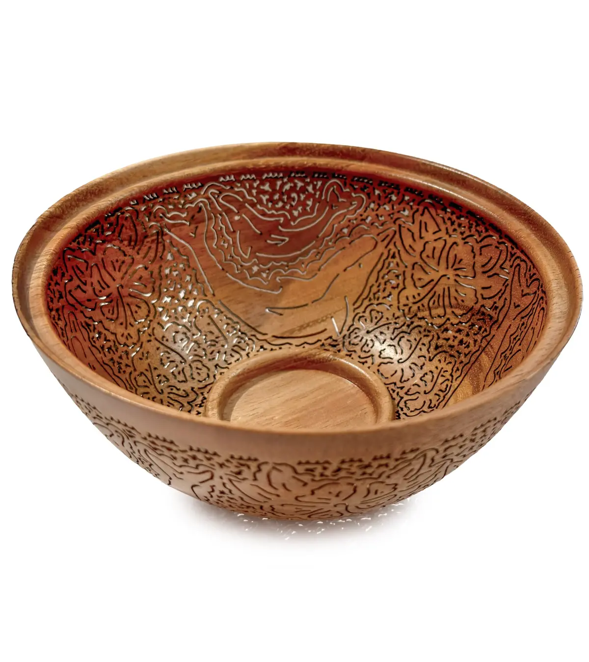 Pierced Koa Bowl "Dolphins" By Patrick And Peggy Bookey - Boop37871 1