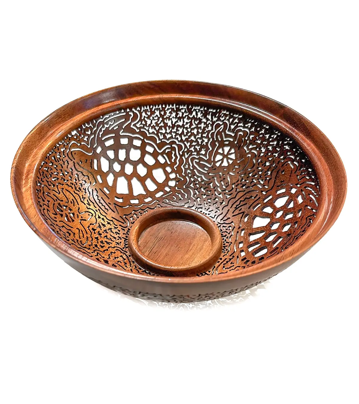 Pierced Koa Bowl "Honu" By Patrick And Peggy Bookey - Boop42216 1