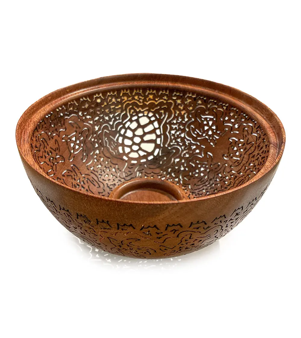 Pierced Koa Bowl "Honu" By Patrick And Peggy Bookey - Boop44714 1