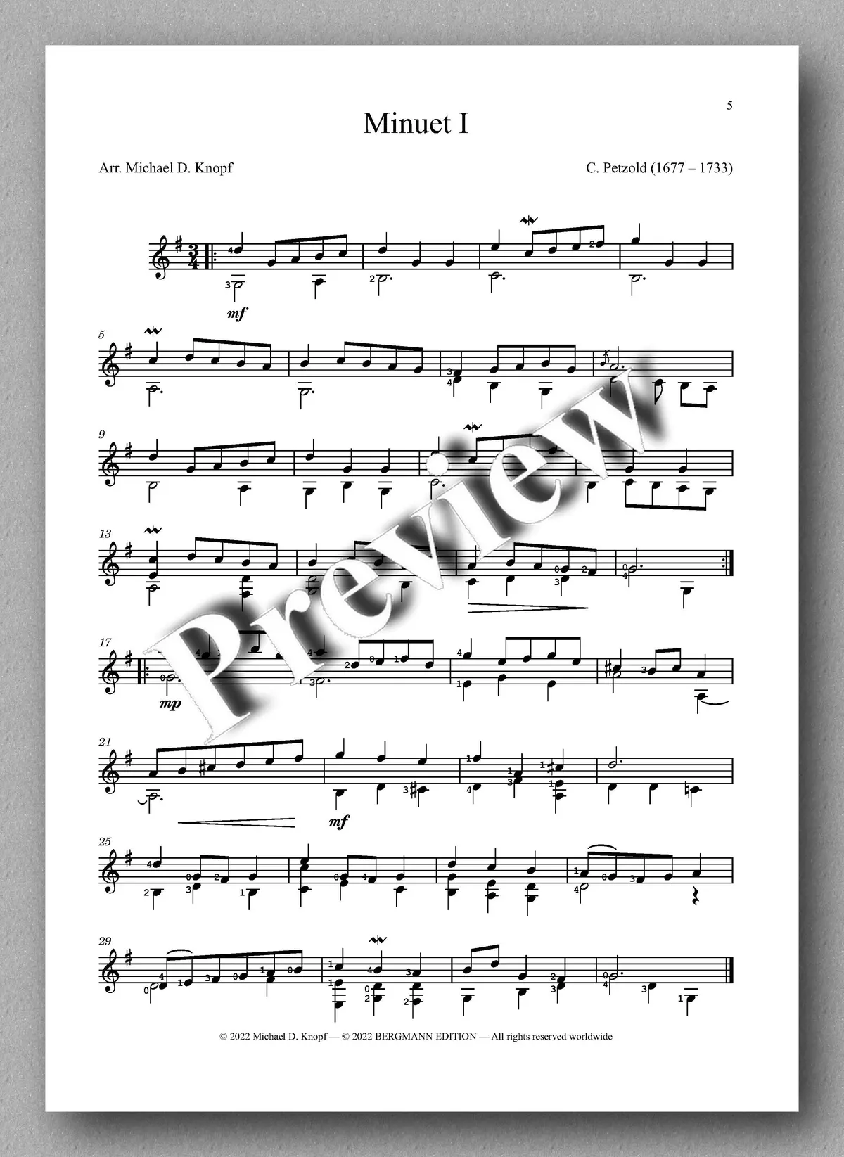 Petzold-Knopf, Two Minuets From Anna Magdalena Bach's Notebook 2