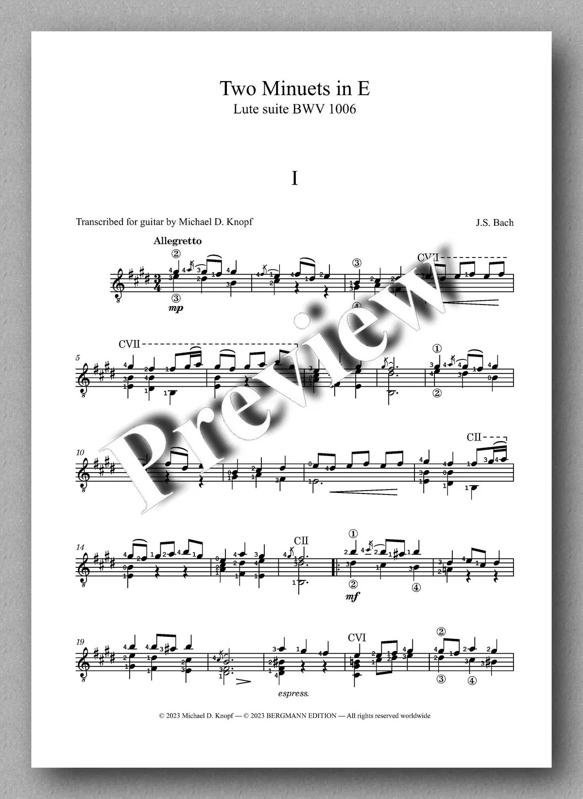 Bach-Knopf, Two Minuets In E 2