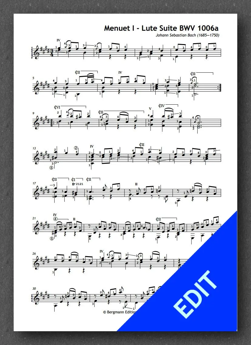 Bach Bwv 1006A , Menuet I 1