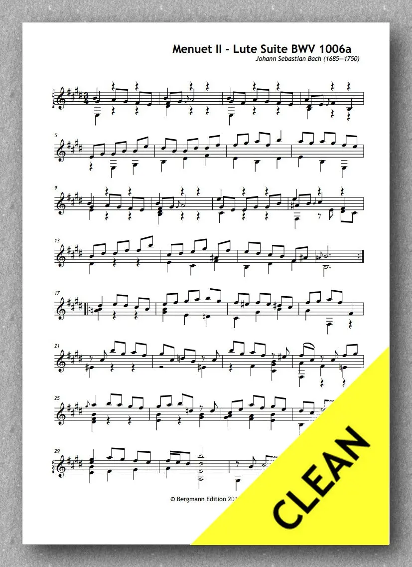 Bach Bwv 1006A , Menuet Ii 2