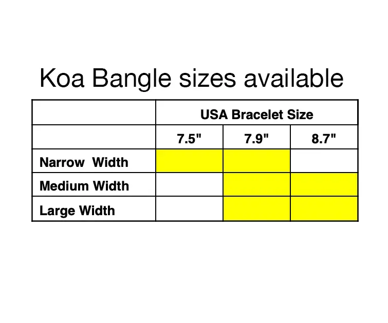 Koa Bangle - Wide Width 7.9" 2