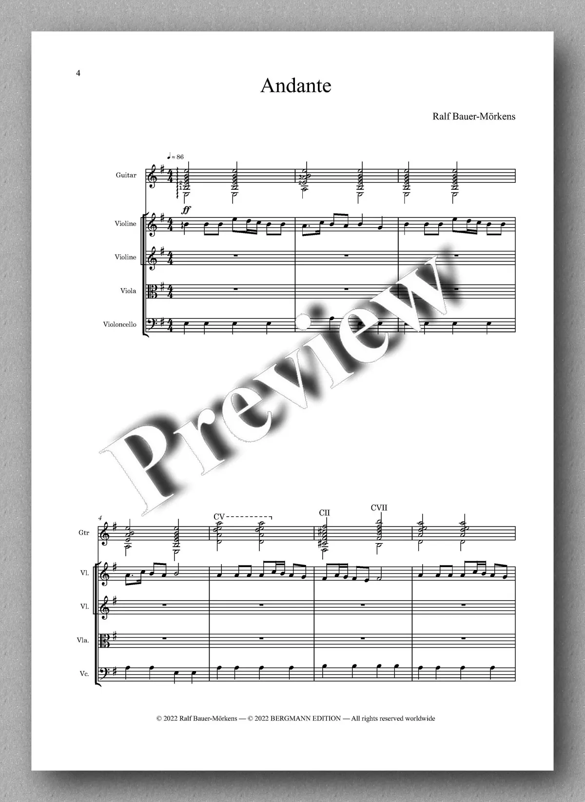 Bauer, Nostalgia - For String Quartet And Guitar 2