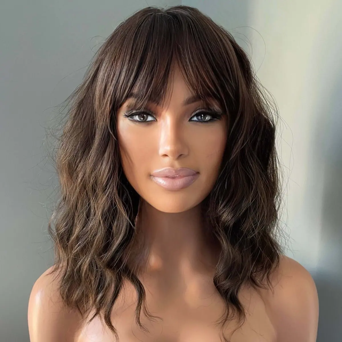 Bianca Short Dark Brown Wig With Bangs 1