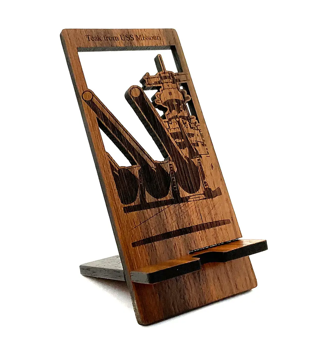 Uss Missouri Teak Mobile Phone Chair, Big Guns 1