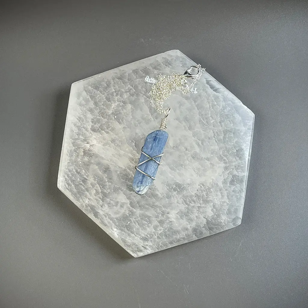 Blue Kyanite Crystal Necklace - Raw Stone 1