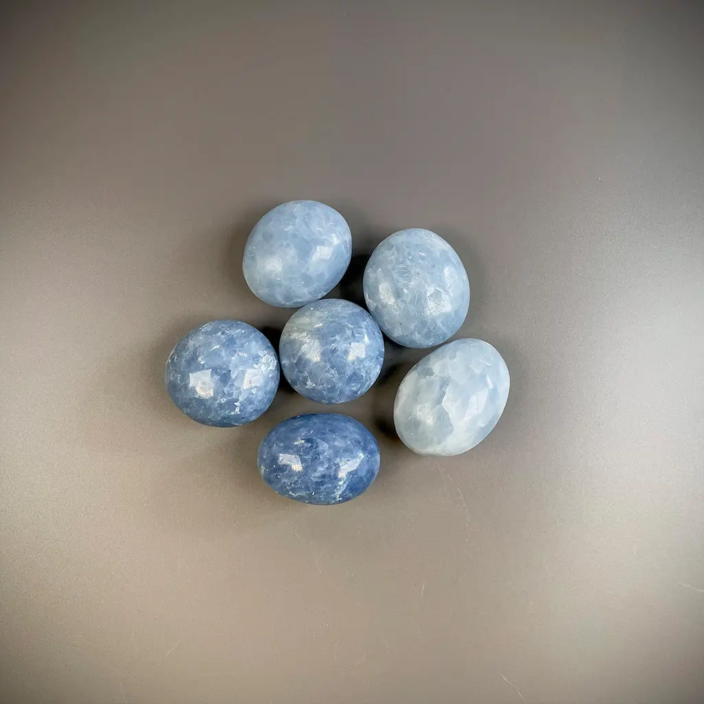 Blue Calcite Palm Stones 1