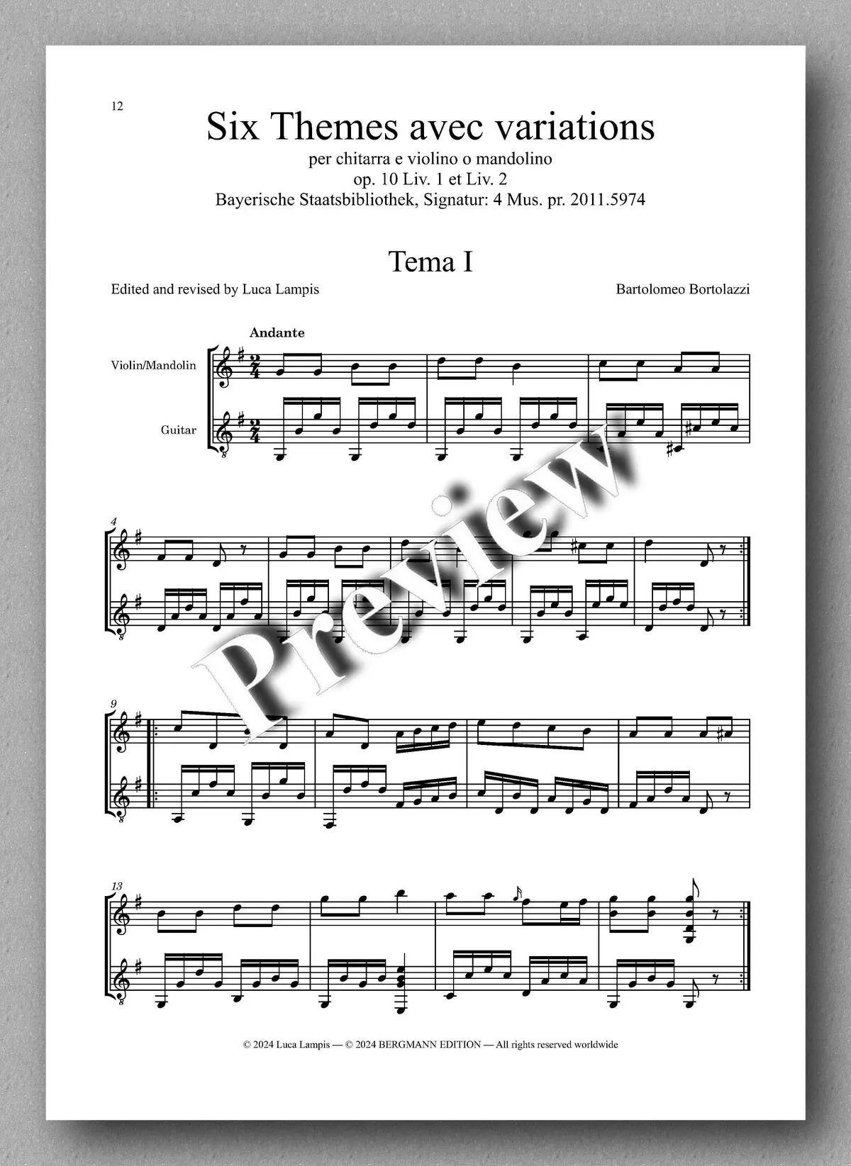 Bortolazzi-Lampis, Six Themes Avec Variations 2