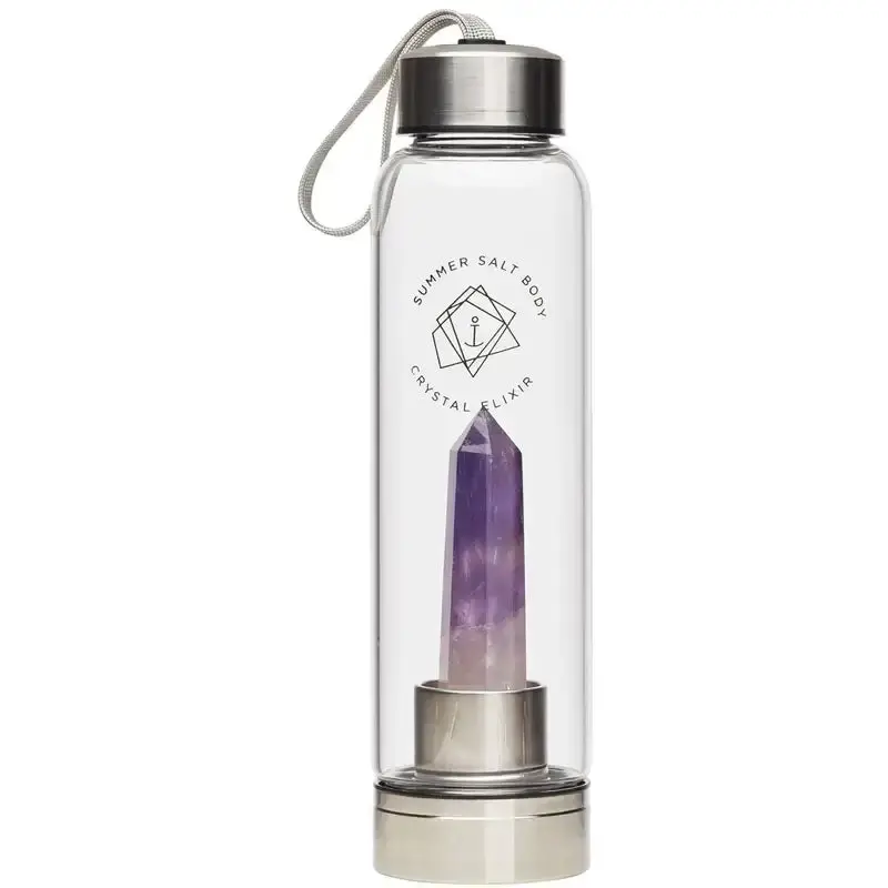 Amethyst Crystal Elixir - Glass Water Bottle 550Ml 1