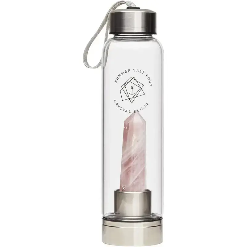 Rose Quartz Crystal Elixir - Glass Water Bottle (550Ml) 1