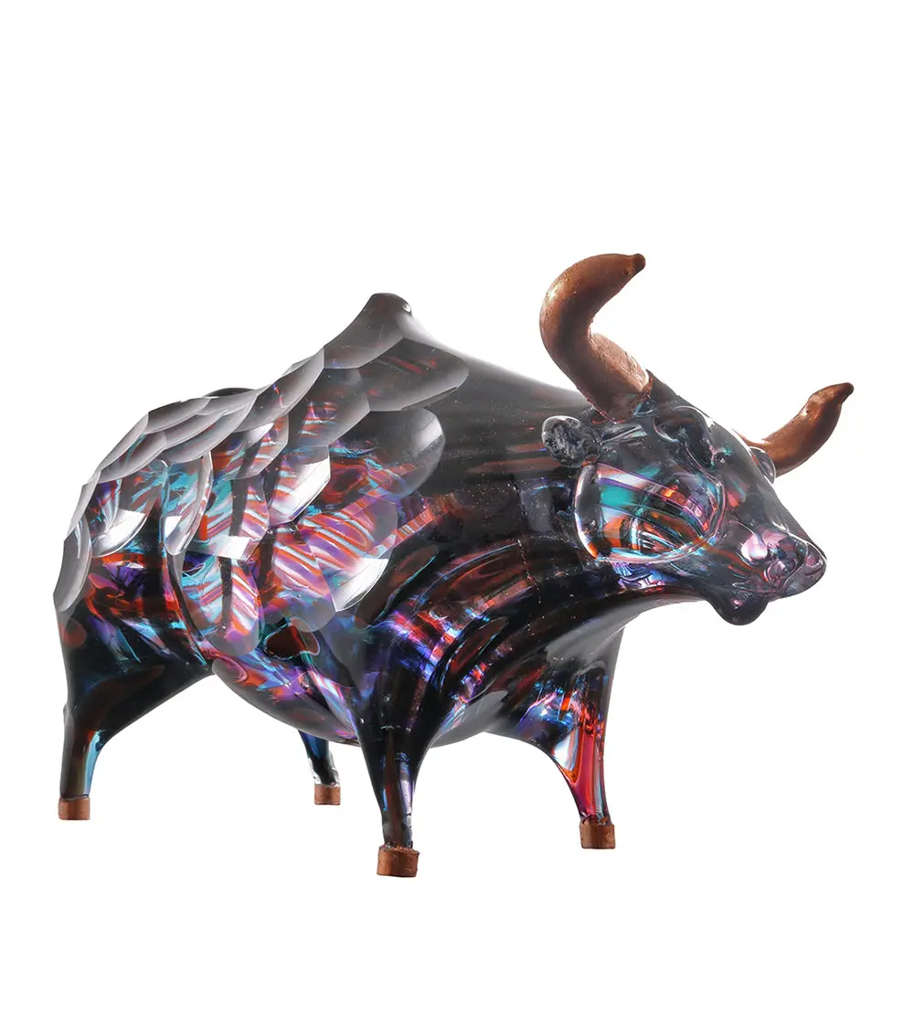 Glass Sculpture "Ethereal Bull" By Ben Silver 1
