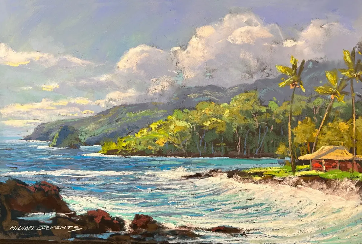 Original Pastel Painting "Keanae Morning" By Michael Clements 18X12 1
