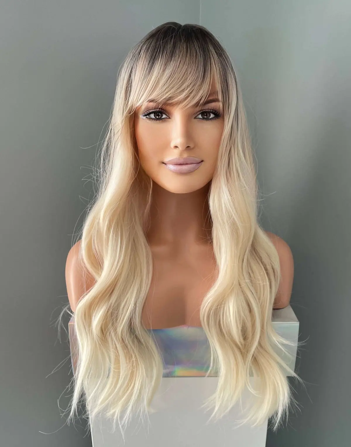 Camille Rooted Blonde Wig With Bangs 1