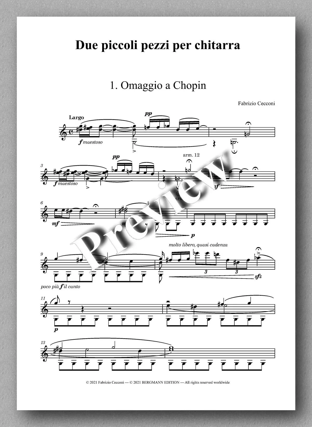 Cecconi, Due Piccoli Pezzi Per Chitarra 2