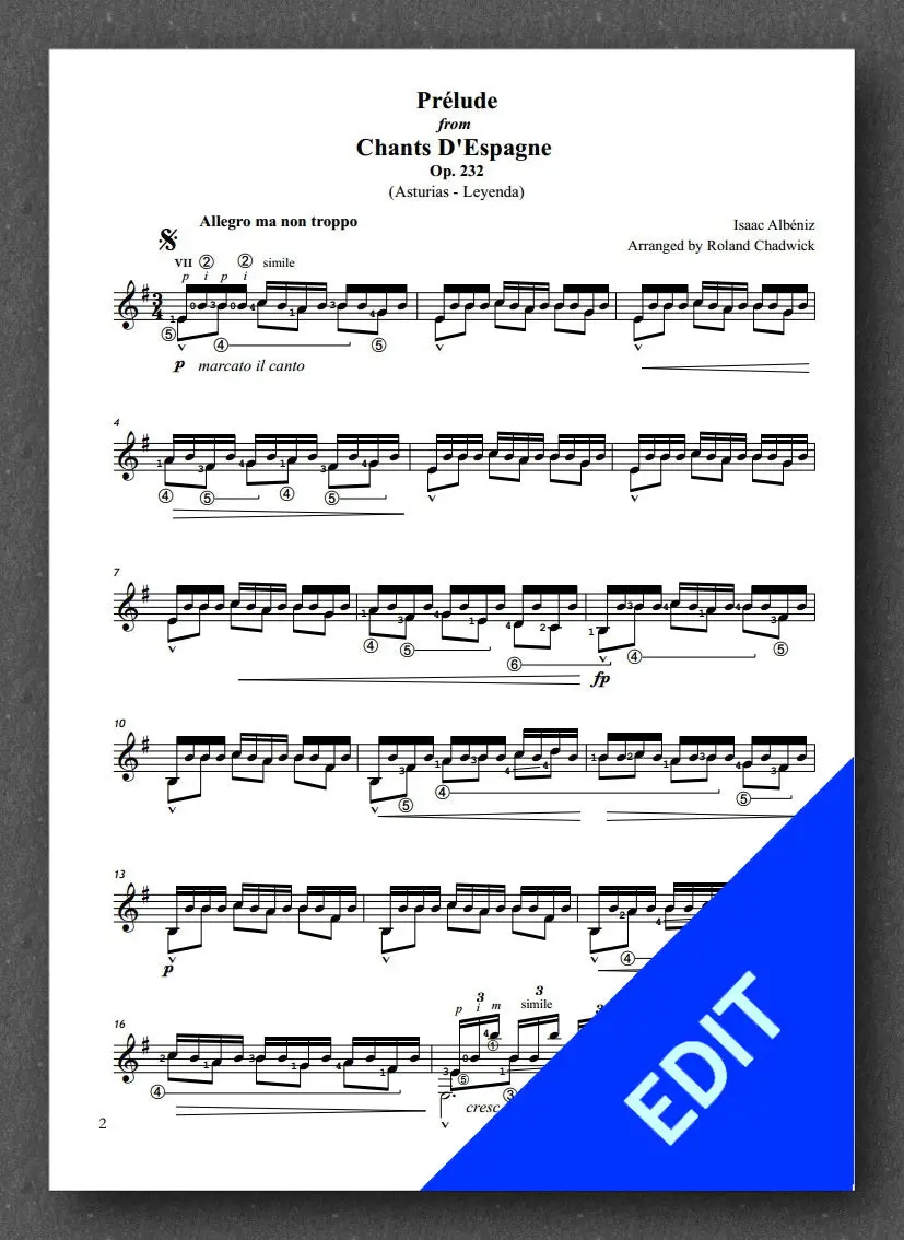 Albéniz-Chadwick, Chants D'espagne Op. 232 2