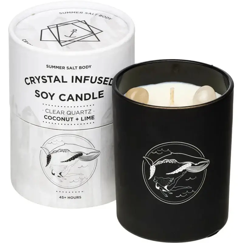Crystal Infused Soy Candle - Clear Quartz X Coconut & Lime 1