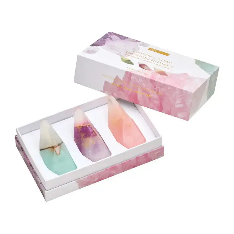 Crystal Soap Bathing Rituals | 3 Pack (Aquamarine + Amethyst + Rose Quartz) 2