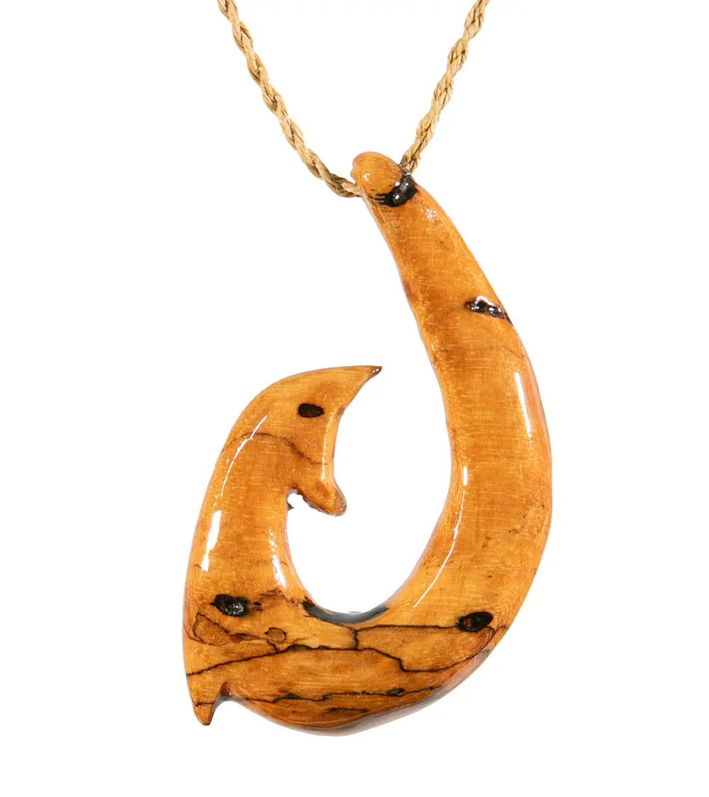 Spalted Tamarine Ulua Hook Pendant 2