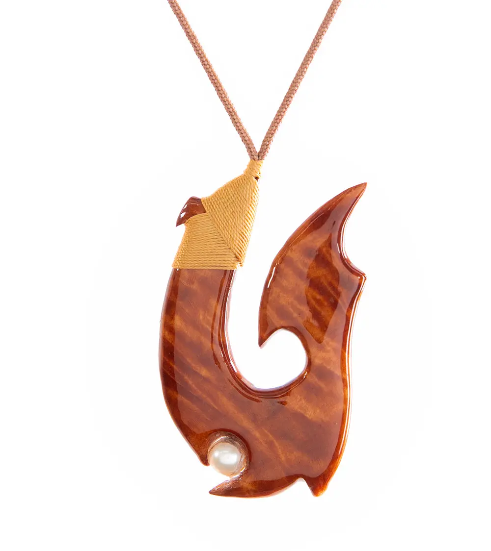 "Dragon Eye" Koa With Pearl Hook Pendant 1