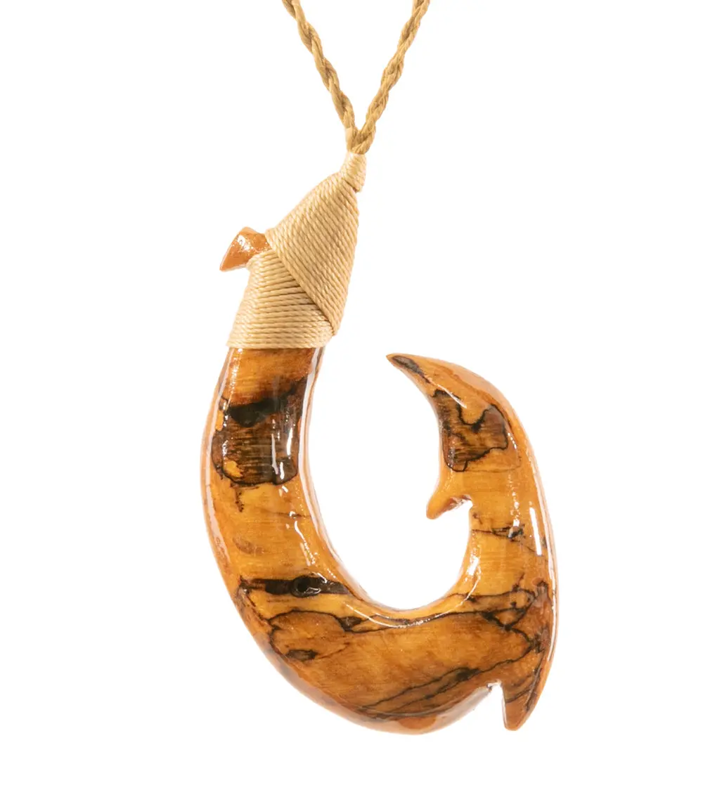 Spalted Yellow Tamarind Hook Pendant 1