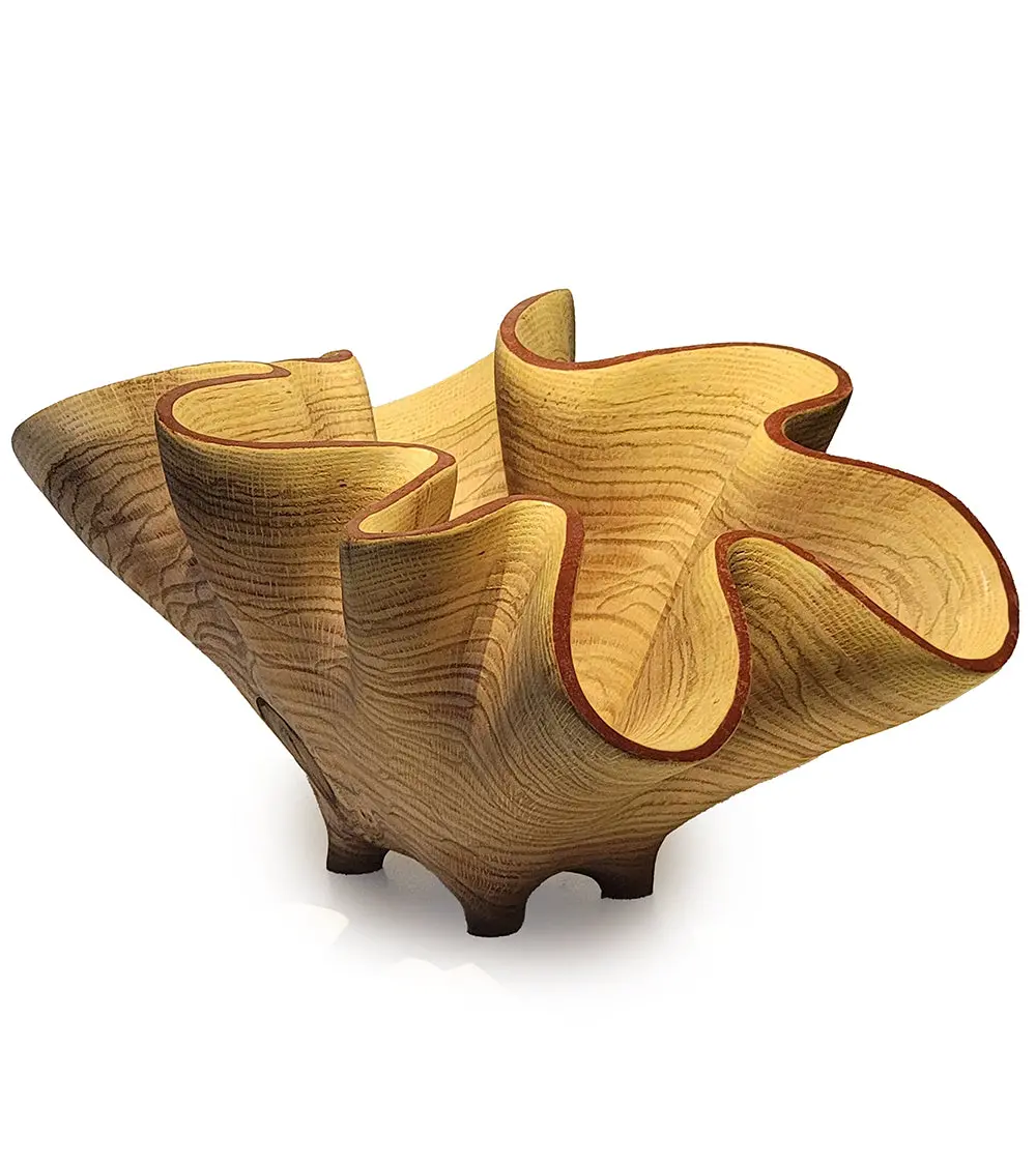 Carved Vessel "Undulating Oak Bowl Iii" By Andy Dipietro 1